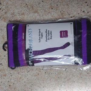 Wonderland Tights Purple & Black Striped women's Halloween costume outfit osfm